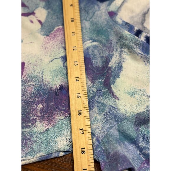 NEW LuLaRoe Womens Knit Tunic Top S Short Sleeve Blue Pink Floral Scoop Neck - Picture 7 of 9